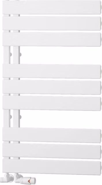 Bathroom Kingdom Vada White Flat Panel Aluminium Heated Towel Rail H: 87 cm, W: 50 cm