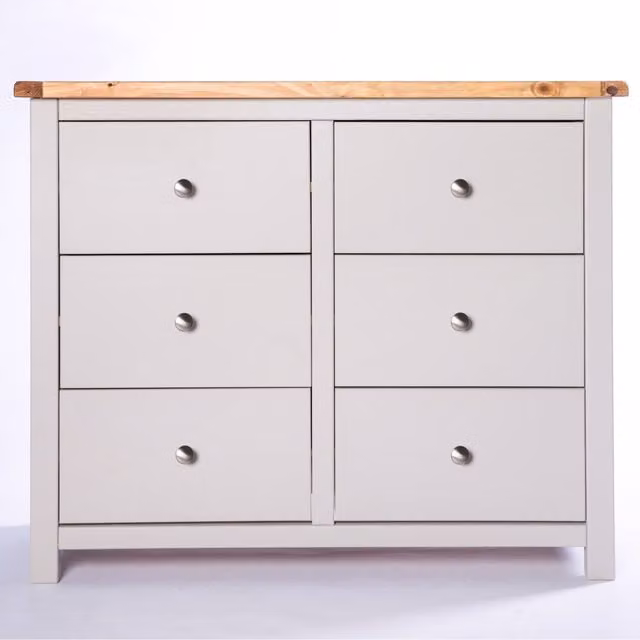 Cabinet Bits Argenta 6 Drawer Chest of Drawers in Light Grey with Chrome Knobs