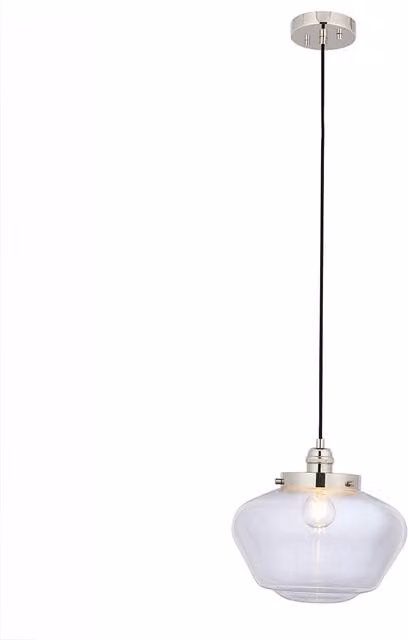 Perch & Parrow Retro Round Glass Pendant Light in Clear Nickel and Silver