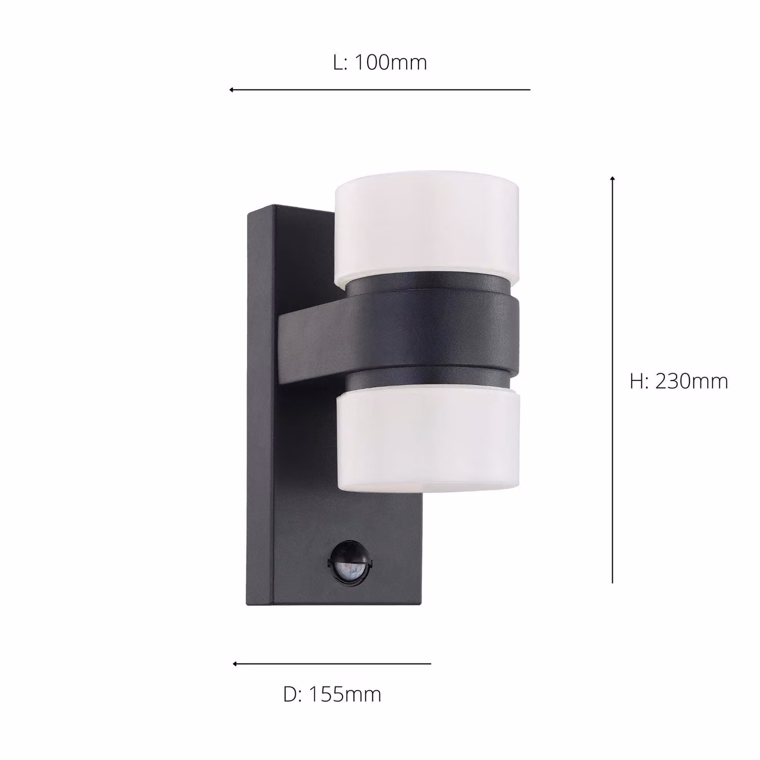 Eglo Atollari Modern Rectangular LED Outdoor Wall Light with Motion Sensor, IP44, Black – 3