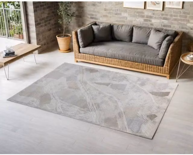 Stratus Interiors Deco Large Living Room Rug in Grey, Modern Rectangular Plush Carpet, W: 290 cm, D: 200 cm