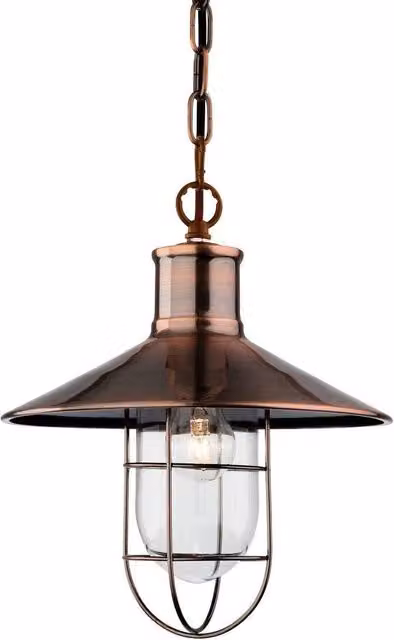 Netlighting Crescent 1 Light Wire Ceiling Pendant in Antique Copper and Brown with E27 Socket