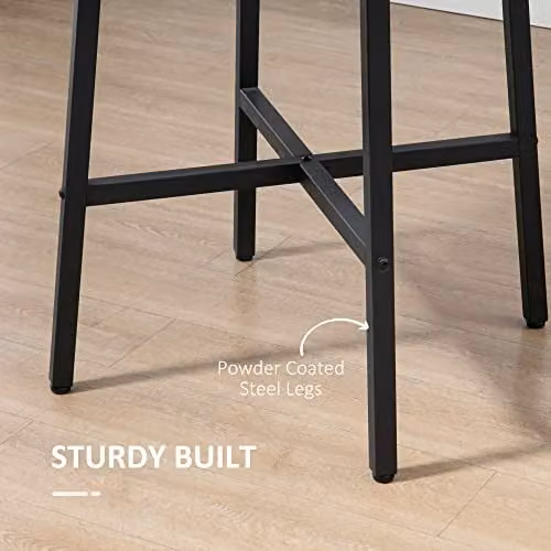 HOMCOM Industrial Style Round Dining Table for 4 People, Rustic Brown and Black, Diameter: 80 cm – 4