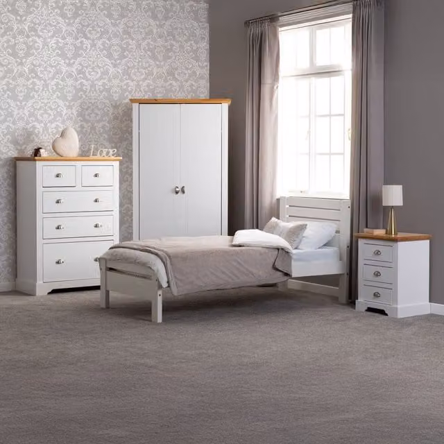 Seconique Toledo Single Bed Frame, White, W/D/H: 90 x 190 cm