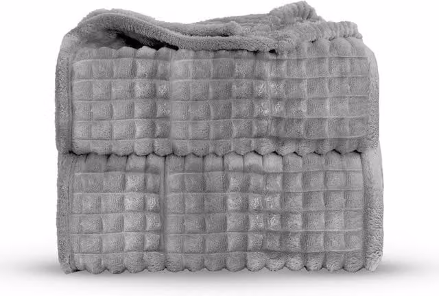 Velosso Thermal Plush Waffle Design Blanket in Silver Grey, W/D/H: 125 x 150 cm