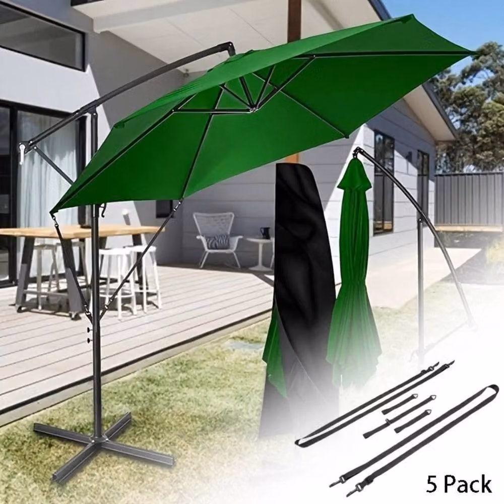 FLAVORA 5 Pack Black Ratchet Cantilever Umbrella Wind Stabiliser Straps, 1.25kg – 4