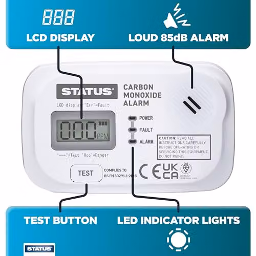 Status White Carbon Monoxide Detector with Batteries SDCMA2XAA1PB4 – 3