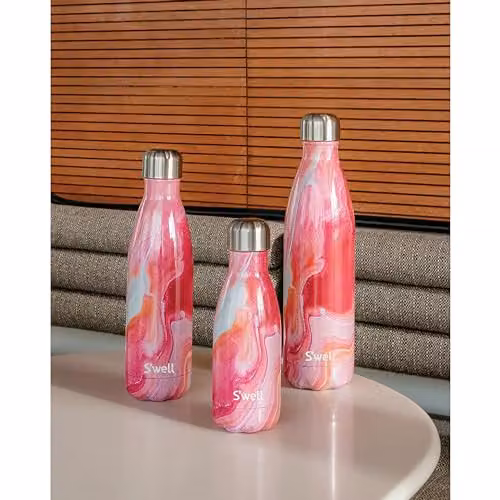 S'well Rose Agate Vacuum-Insulated Stainless Steel Water Bottle, Pink, 500ml – 3