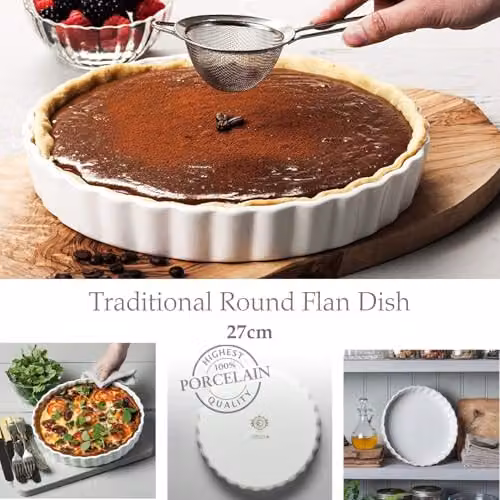 WM Bartleet & Sons White Porcelain Round Pie Dish, Diameter: 27 cm – 2