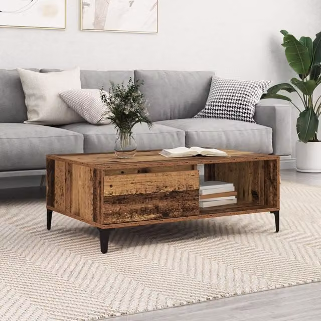 Berkfield Home Industrial Coffee Table in Brown, W/D/H: 90 x 60 x 35 cm