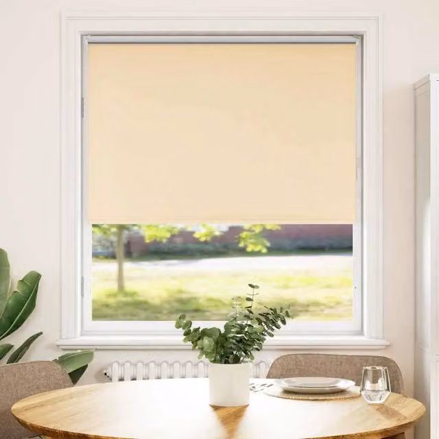 Berkfield Home Blackout Roller Blind in Beige, Thermal Insulating Polyester, W: 95 cm, H: 150 cm