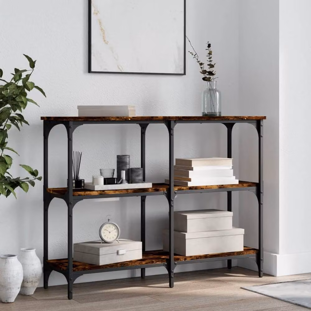 Berkfield Home Smoked Oak Console Table in Brown, W/D/H: 100 x 29 x 75 cm – 2