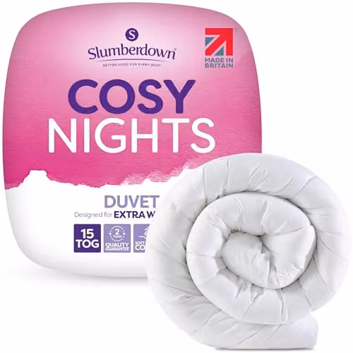 Slumberdown Cosy Nights 15 Tog King Size Winter Duvet in White, W/D/H: 225 x 220 cm – 1
