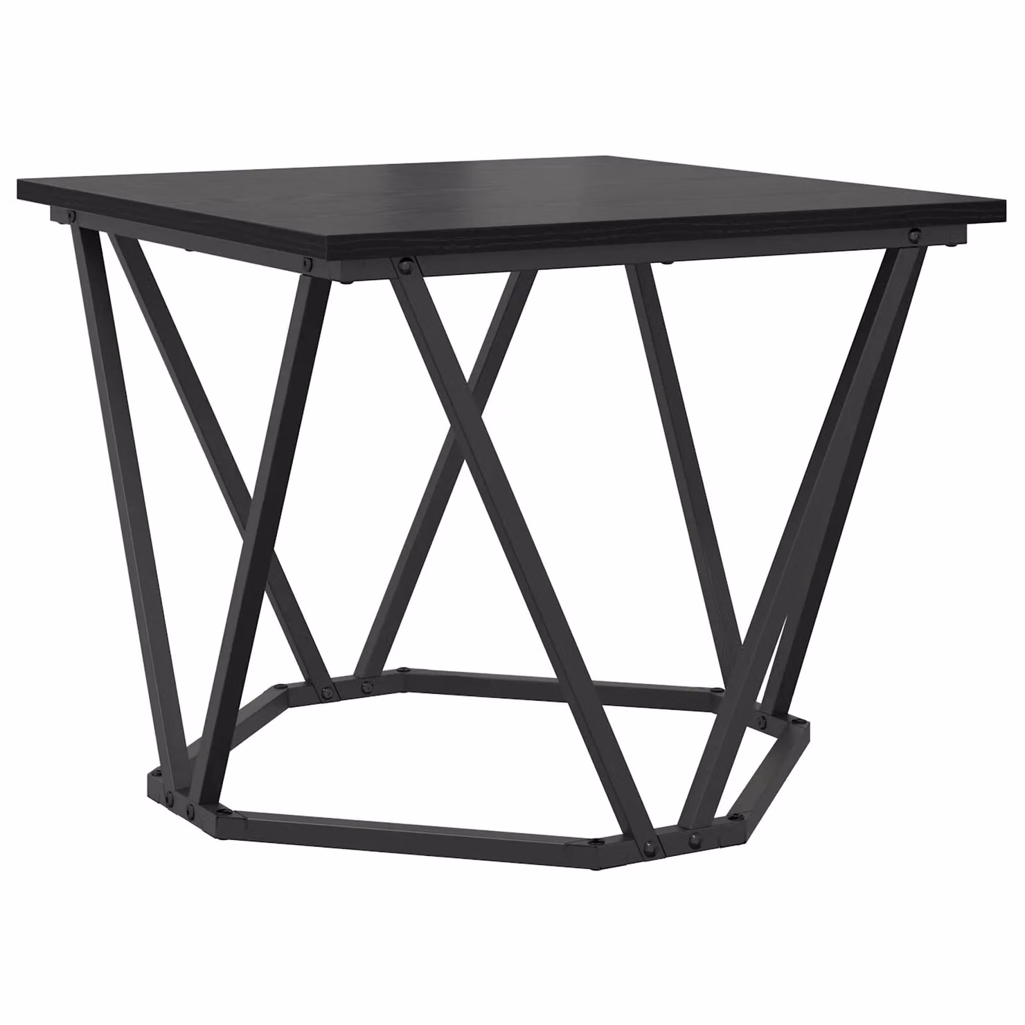 Berkfield Home Modern Square Coffee Table with Black Oak Wood Top and Metal X-Frame – 3