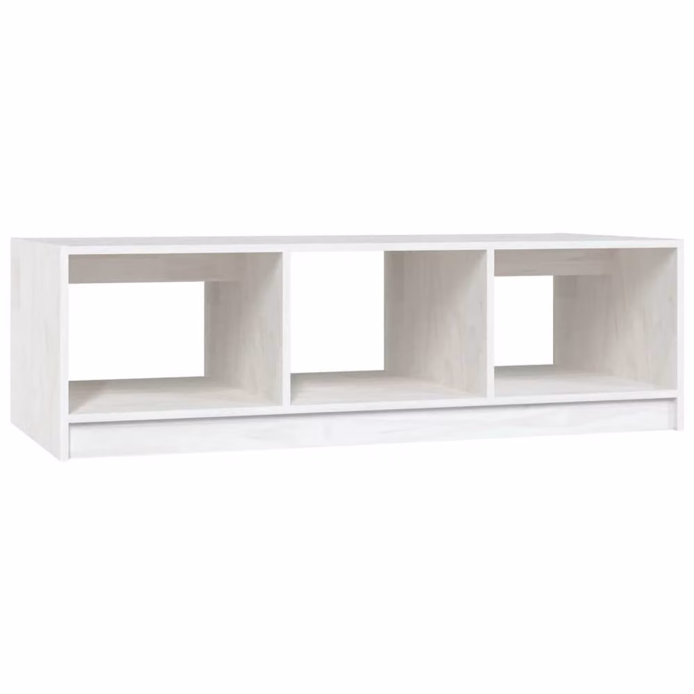Berkfield Home Modern White Rectangular Coffee Table in Solid Pinewood, W/D/H: 110 x 50 x 34 cm – 2