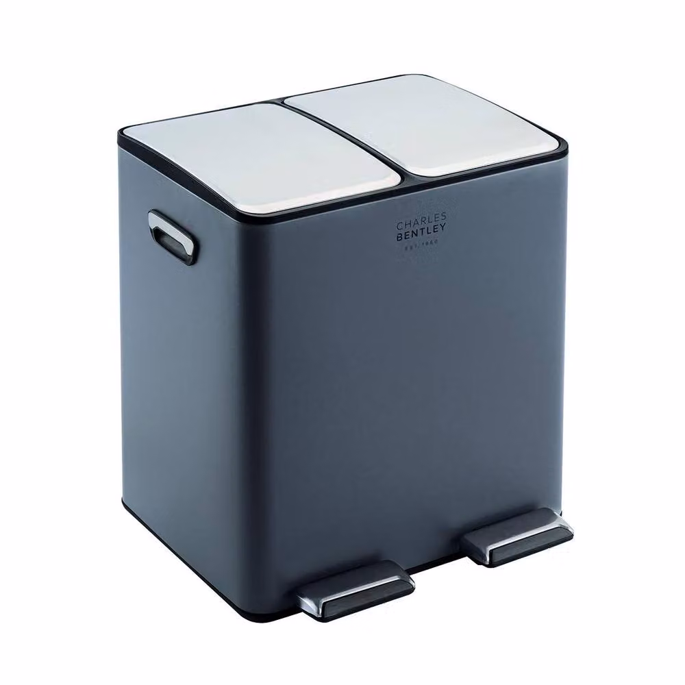 Charles Bentley Double Compartment Grey Kitchen Pedal Bin with Removable Inner Buckets – 2