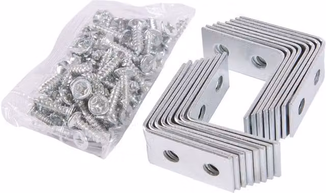 Blackspur Pack of 16 Galvanised Iron Angle Bracket Brackets, Silver, 25mm
