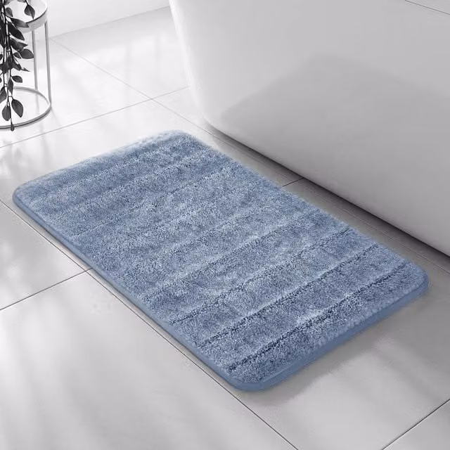 Velosso Lexington Microfibre Non-Slip Bath or Pedestal Mat in Light Blue, Small
