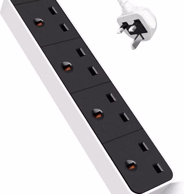 BriStar 4 Way Extension Lead, 3 Metre, Black
