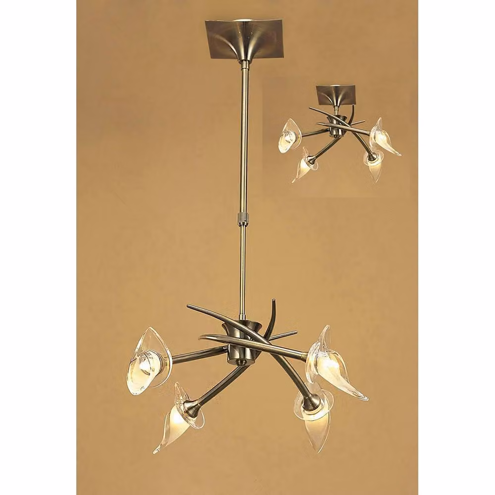 Netlighting Flavia Telescopic 4 Light G9 Convertible Semi Flush Pendant in Gold/Brass – 2