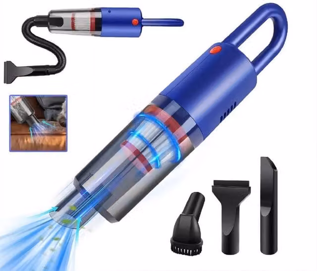 Kelvenix Rechargeable Handheld Car Vacuum Cleaner in Blue for Wet and Dry Use – 1