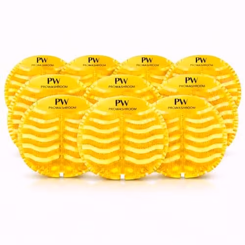 PROWASHROOM Anti-Splash Urinal Mats, Pack of 10, Yellow Citrus, Diameter: 16.5 cm