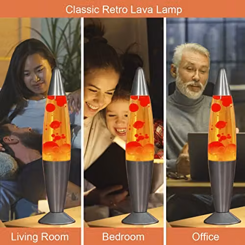 Global Gizmos 48850 Retro Red and Yellow Lava Lamp with Silver Base – 3