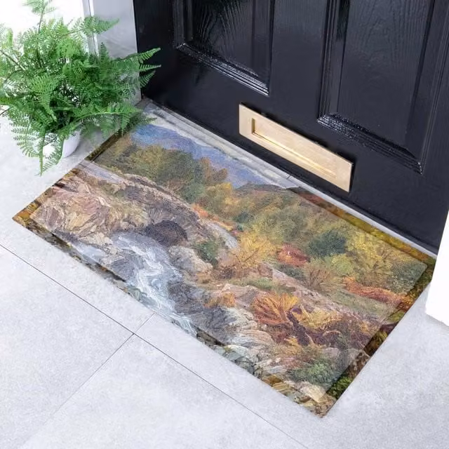 Artsy Mats Autumn Nature Landscape Doormat, Blue and Multicolour, W: 70 cm, D: 40 cm – 1