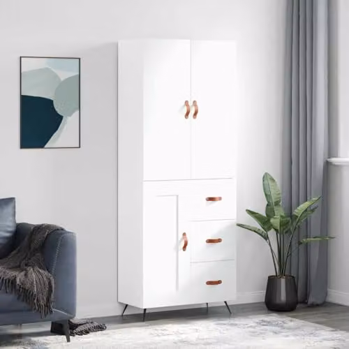 vidaXL Highboard in White, W/D/H: 69.5 x 34.0 x 180.0 cm – 2