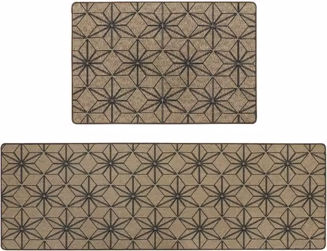 JVL Elegance Stars Doormat and Runner Set in Brown