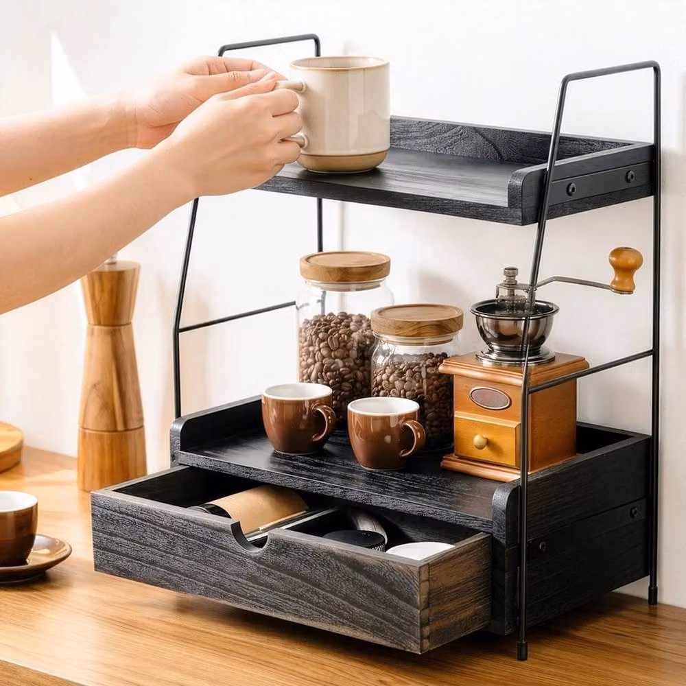 Kelvenix Black Coffee Station Organizer with Coffee Pod Holder Drawer – 2