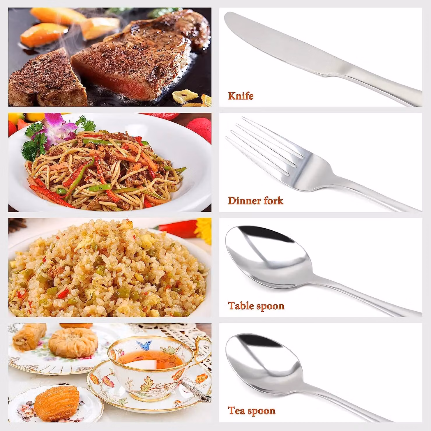 Glim & Glam 24 Piece Polished Stainless Steel Cutlery Set in Silver – 2