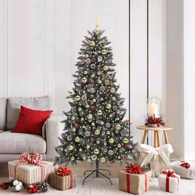 Berkfield Home Artificial Christmas Tree with 300 LEDs, Green, W/D/H: 99 x 99 x 180 cm