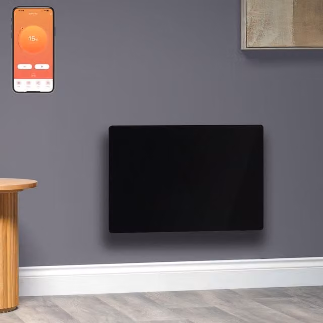 SolAire Vitra Verde Black Wifi Electric Convector Panel Heater with App Control and Timer, W: 52 cm