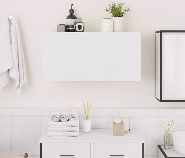 Berkfield Home White Decorative Wall Mounted Bathroom Cabinet W/D/H: 80 x 25 x 40 cm