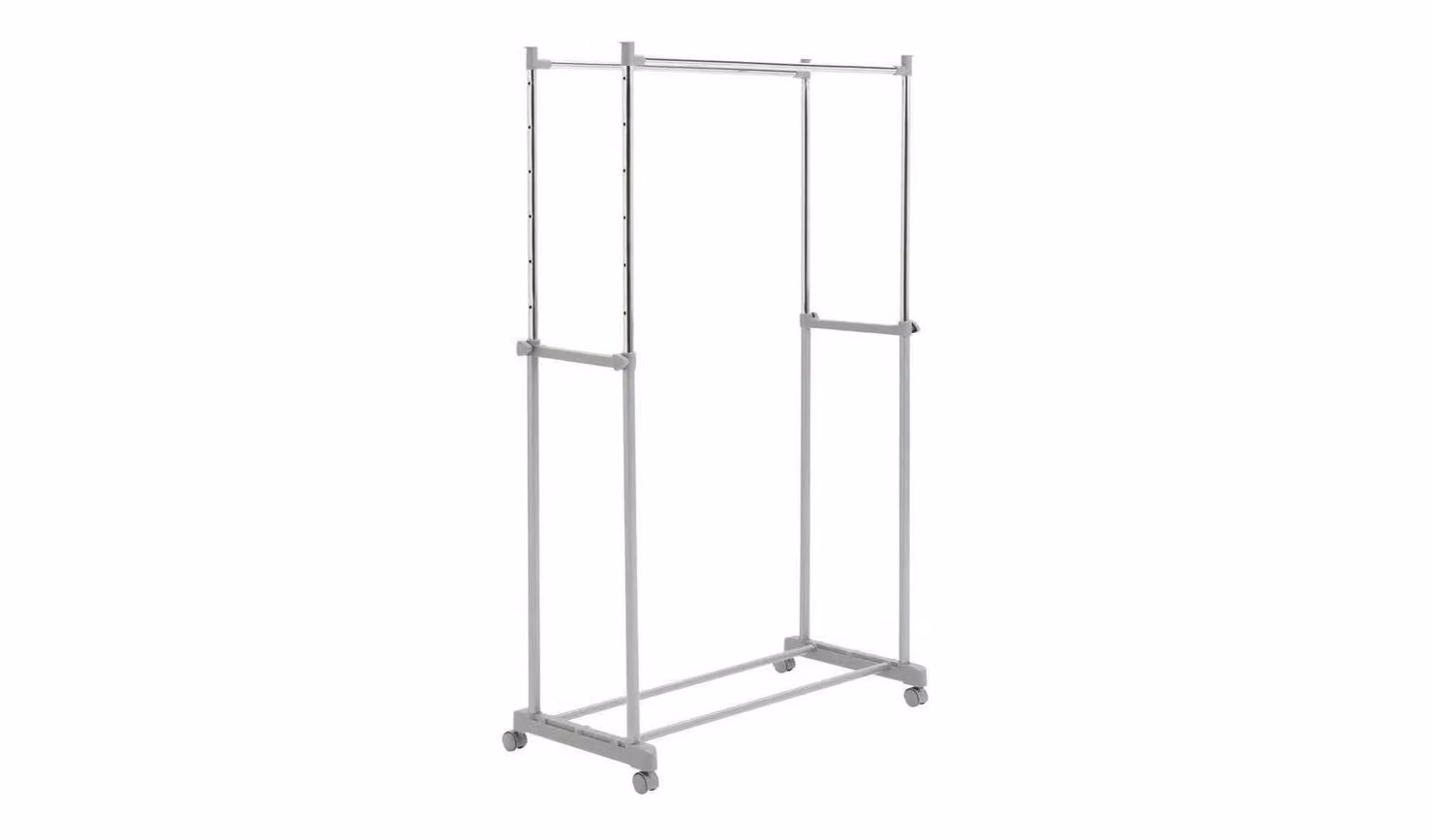 Modern Grey Metal Double Clothes Rail for Bedroom Storage