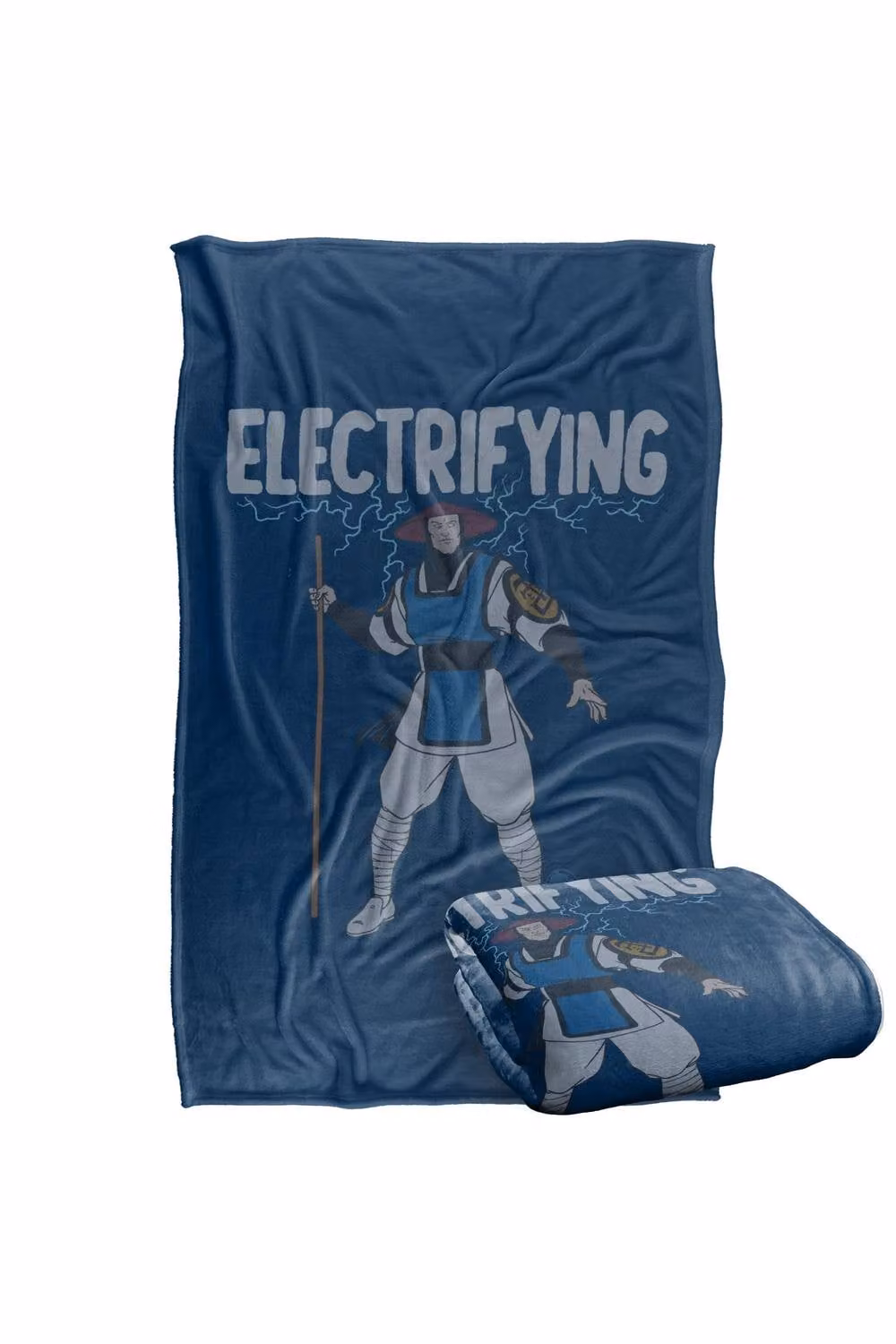 Warner Bros. Mortal Kombat Klassic Raiden I'M Electric Super Soft Fluffy Polyester Throw, Multicolour and Blue, Large – 2