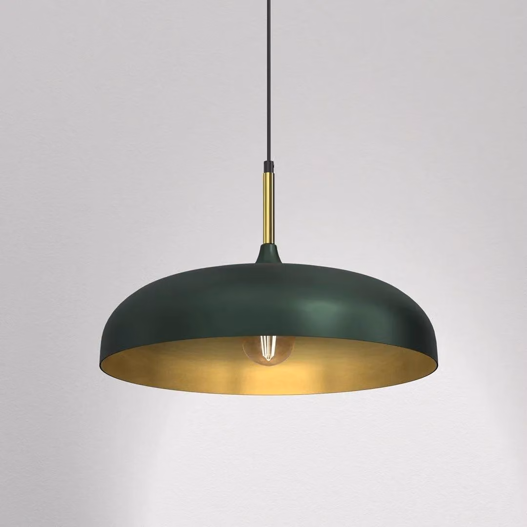 Milagro Lincoln Green Scandinavian Style Metal Pendant Lamp with Gold Interior, Height Adjustable, Diameter: 45 cm – 2