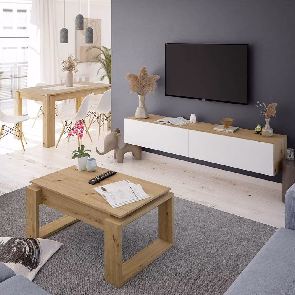 CALICOSY Ciara Designer Lift-Top Coffee Table in Light Oak – 2