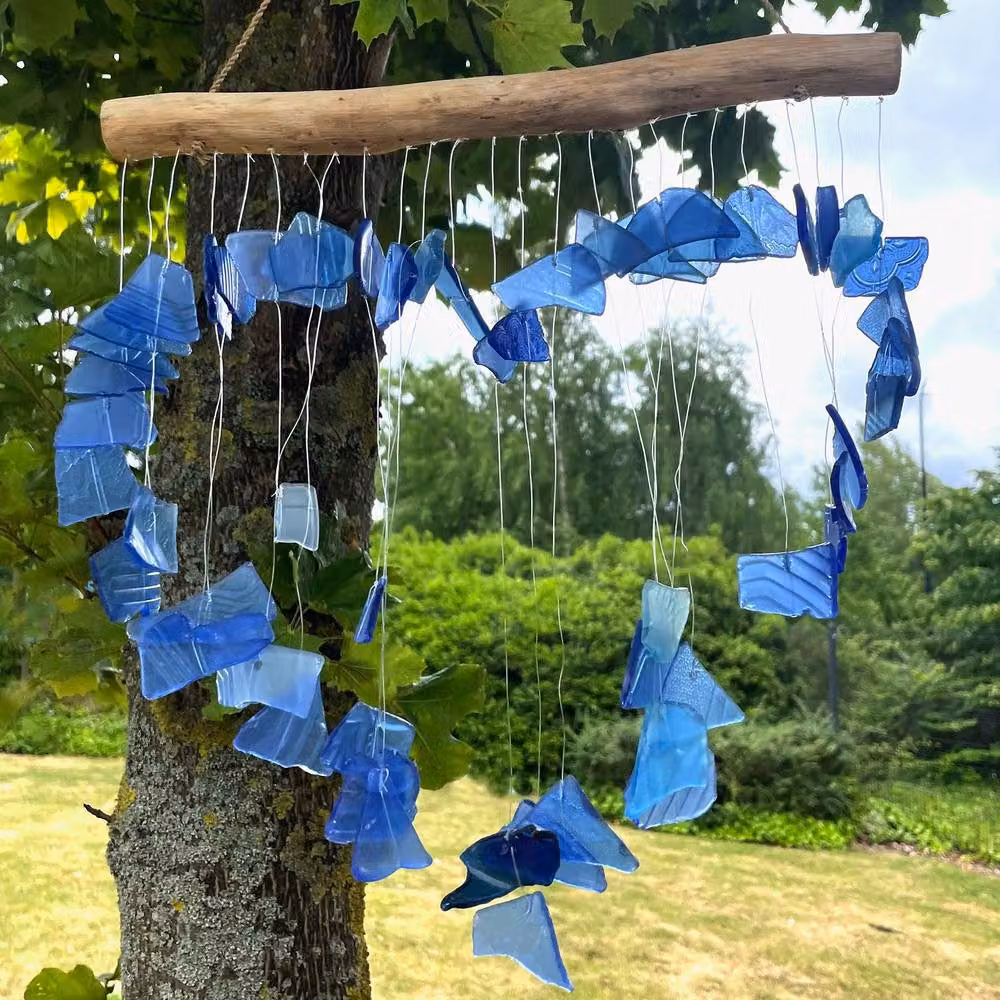 Serenityy Love Chime Blue Glass Hanging Heart Decor – 4