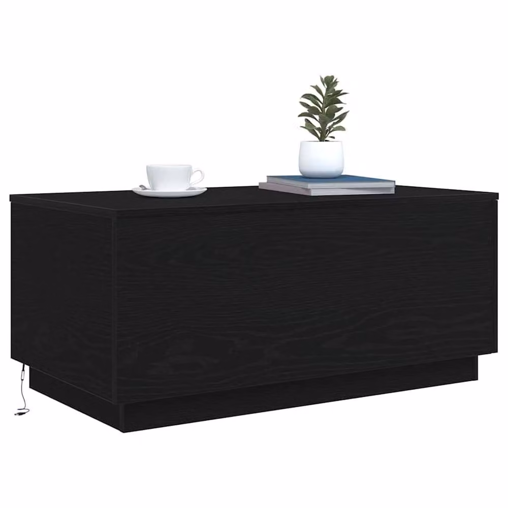Berkfield Home Modern Coffee Table with LED Lights in Black Oak, W: 90 cm, D: 50 cm, H: 40 cm – 5