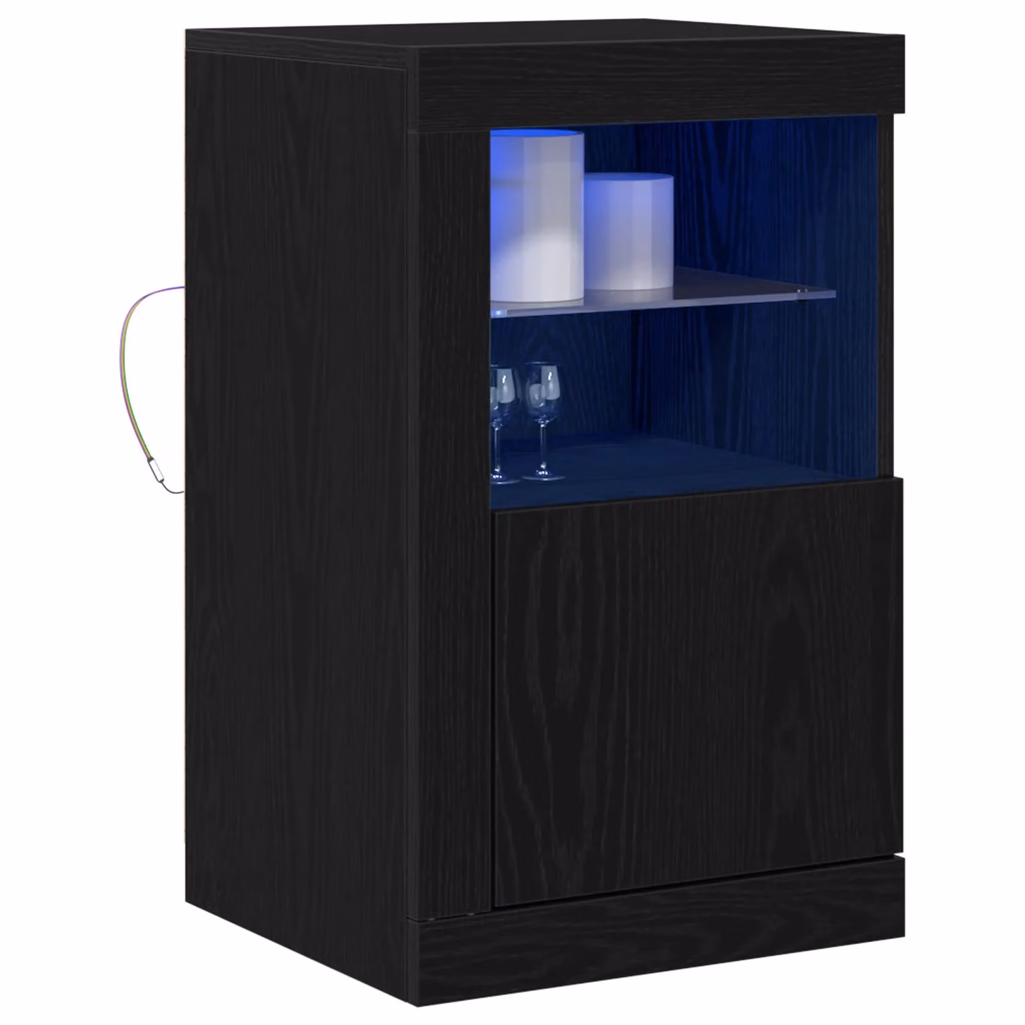 Berkfield Home Side Cabinets with Integrated LED Lights, Black Oak, Set of 2, W: 41 cm, D: 37 cm, H: 67 cm – 3