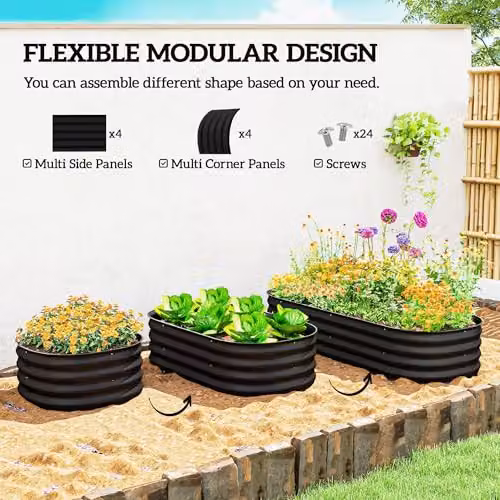 Outsunny Galvanised Steel Raised Garden Bed Planter in Black, W/D/H: 279 x 62 x 30 cm – 3