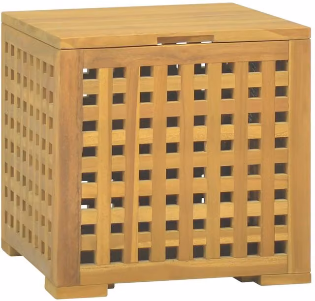 Berkfield Home Rope Box in Brown Solid Teak Wood, W/D/H: 40 x 40 x 40 cm – 1