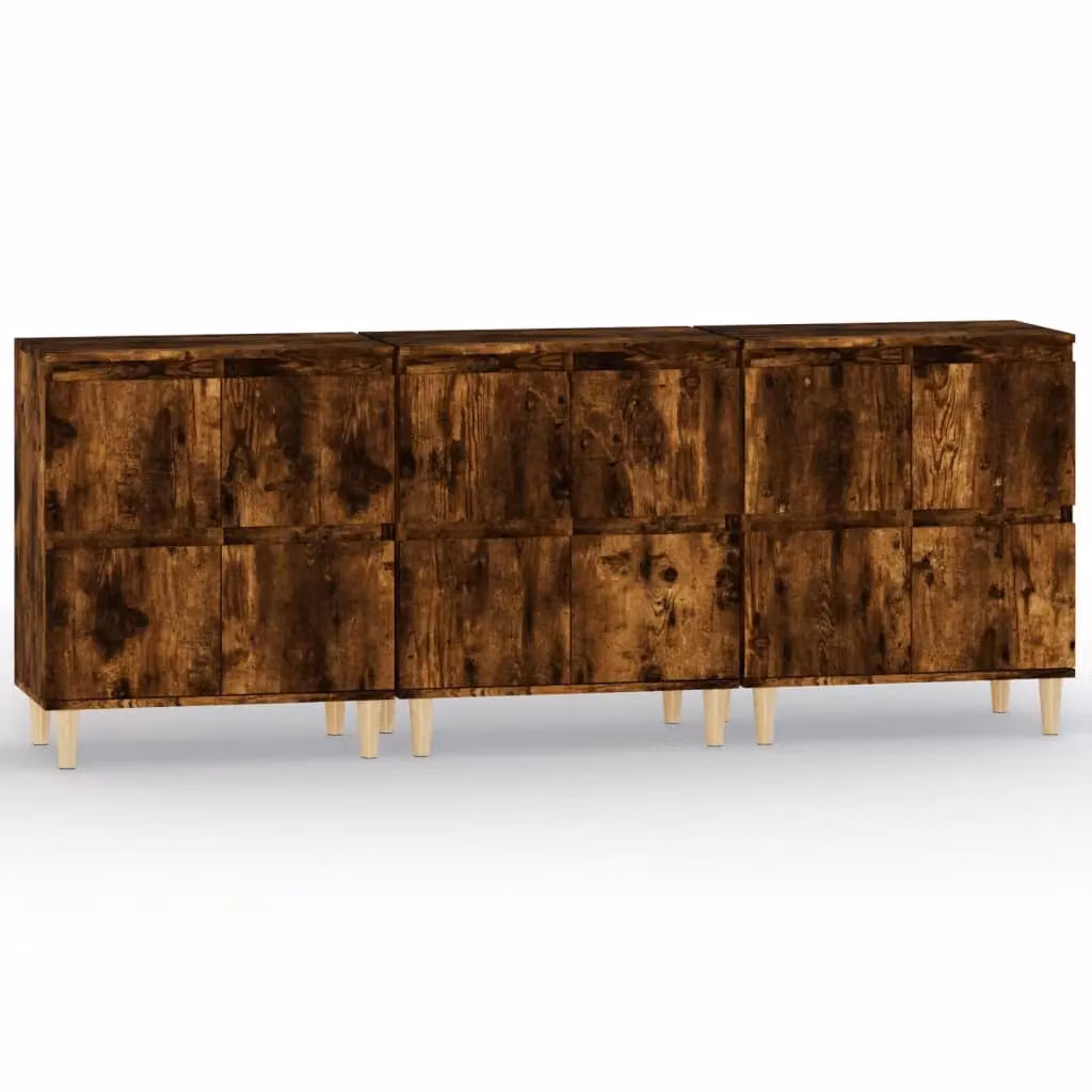 Berkfield Home 3-Piece Smoked Oak Sideboard Set in Brown, W/D/H: 60 x 35 x 70 cm – 2