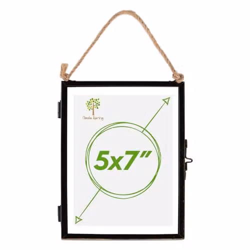 Nicola Spring Industrial Hanging Metal and Glass Photo Frame, Black, W/H: 13 x 18 cm – 1