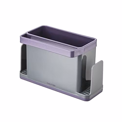 Calitek Sink Caddy Organiser with Removable Drip Tray, Purple