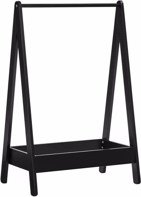 Kelvenix Black Portable Pine Clothes Rail Rack for Childrens Rooms