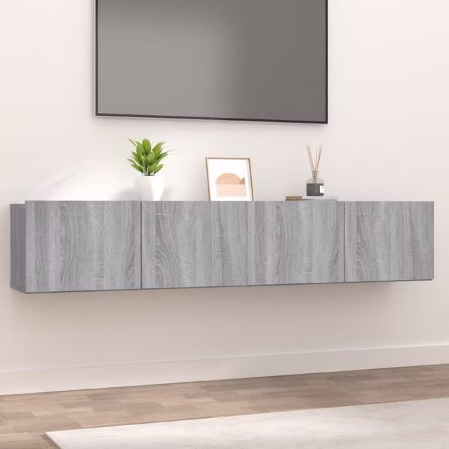 Berkfield Home Set of 2 Wall Mounted TV Cabinets in Grey Sonoma, W/D/H: 80 x 30 x 30 cm – 1