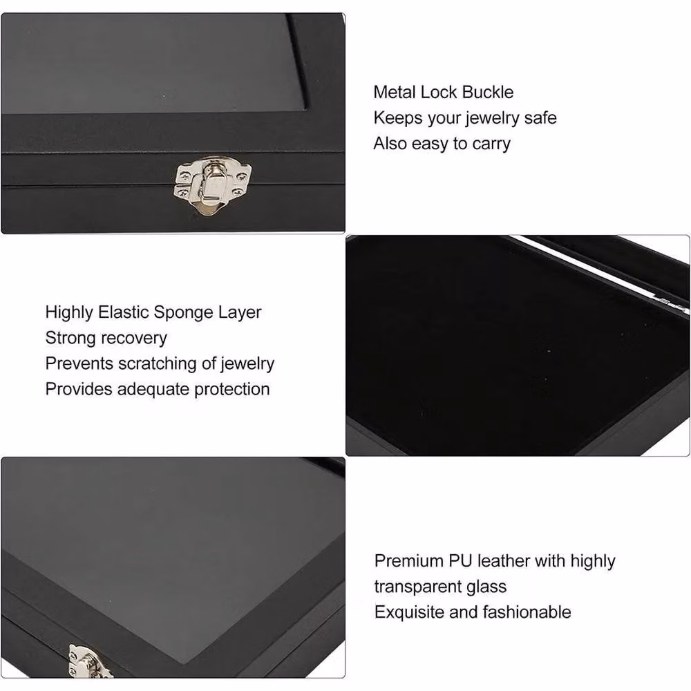 NESTLUNE Black Wood and Glass Pin Display Case Shadow Box for Badge and Enamel Medal Storage – 4